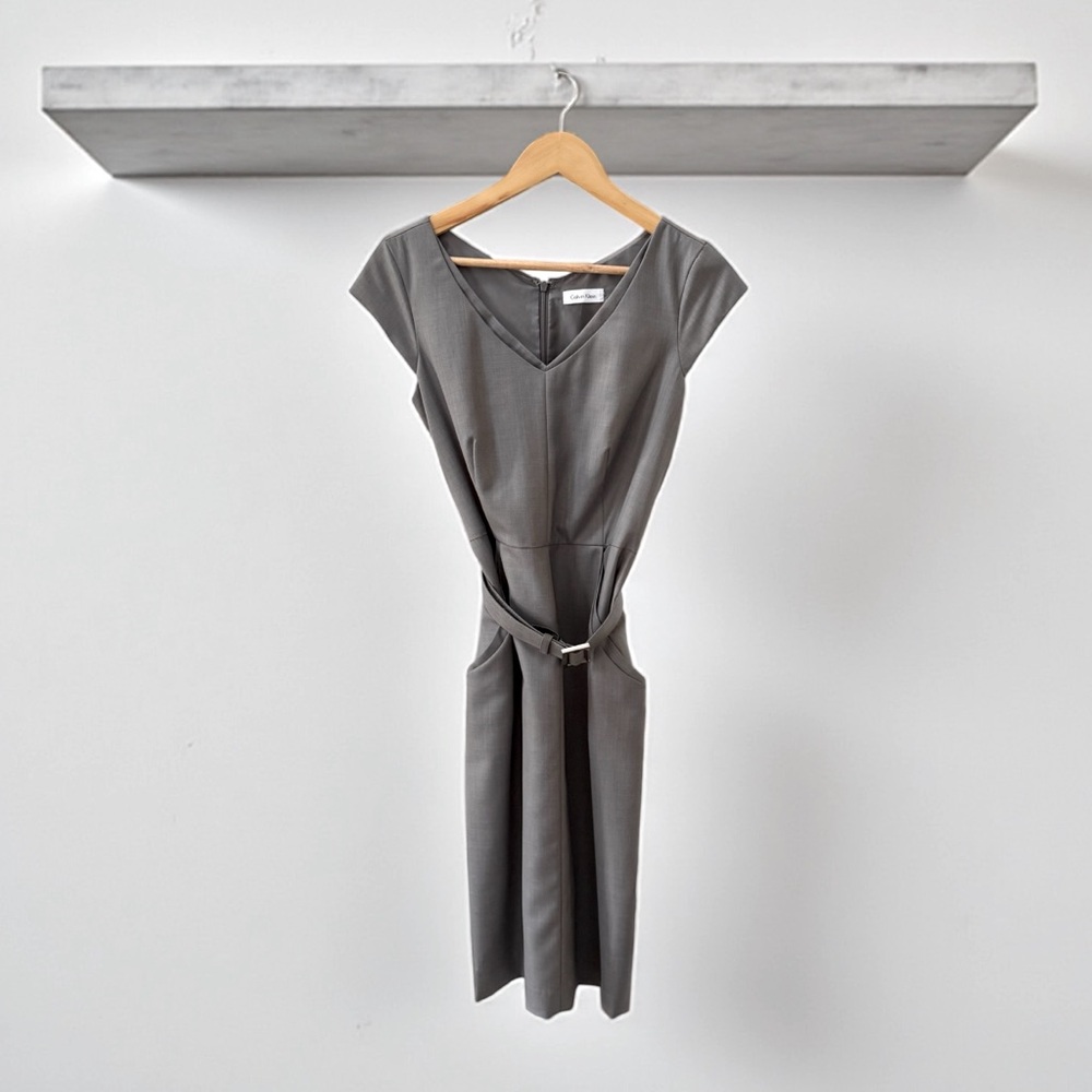 NWT Calvin Klein Women’s Grey Belted Dress! Size 4! NEW! - Picture 8 of 10